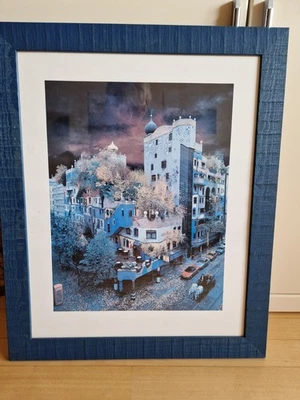 Hundertwasser Haus Wien Kunstdruck mit Holzrahmen - Bild 1 von 3