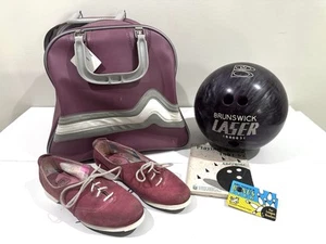 Vtg BRUNSWICK Pink Bowling Ball (14 Lbs), Bag, Shoes Size 6, Instructions- 1991 - Picture 1 of 10