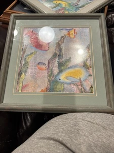Linn Done Aquatic Framed Matted Print of Watercolor By Linn Done  10 1/4" - Picture 1 of 5