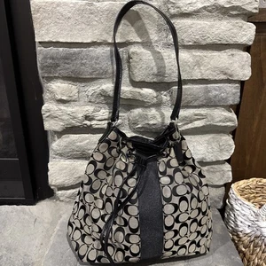 Authentischer seltener Coach Eimer schwarz gestreift mit Lackleder Nr. M1382-F30581 - Bild 1 von 12