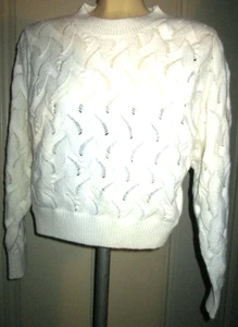 Suéter de punto abierto Chelsea & Theodore para mujer-talla S/P-blanco roto-poliéster/lana bl-78. - Imagen 1 de 10