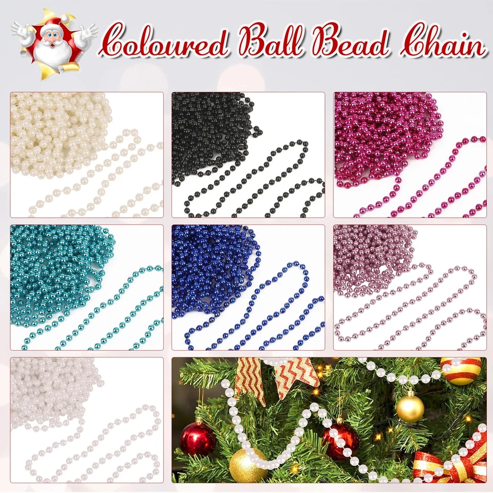 Weihnachten Perlen Girlande 9m Kette Christbaum Kranz Urlaub Hängende Dekoration - Bild 1 von 1