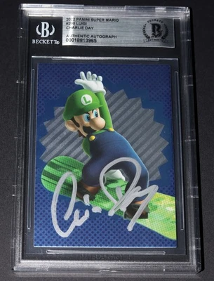 CHARLIE DAY Signed LUIGI 2022 PANINI SUPER MARIO Beckett Authentic Autograph - Image 1 of 2