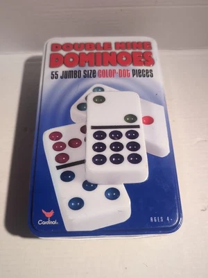 Double Nine Dominoes 55 Jumbo Size Color Dot by Cardinal in Tin Container 2006 - Image 1 of 4