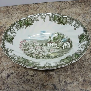JOHNSON BROS. FRIENDLY VILLAGE ''THE VILLAGE GREEN'' SERVING BOWL 9'' X 7'' - Picture 1 of 6