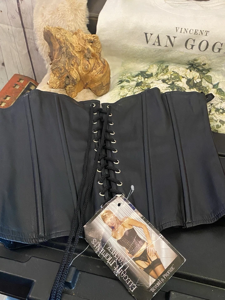 Corsé de cuero negro vintage 'Elegant Moments Leather' cinta negra talla 38 (XL) Foto 1 de 4