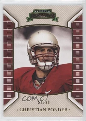 2011 Press Pass Legends Gold /99 Christian Ponder #6 Rookie RC - Image 1 of 2