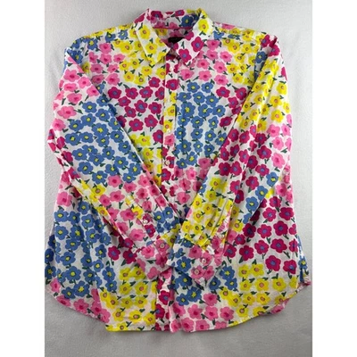 Camisa de algodón con botones de manga larga estampado floral brillante XL Talbots para mujer Foto 1 de 4