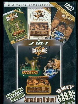 BACK IN TIME 3 DVD 1960 WORLD SERIES + LOU GEHRIG + 1977 MASTERS SPORTS CLASSICS - Image 1 of 2