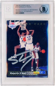 Shaquille O'Neal Magic Signed 1992-93 UD #1B BAS Witnessed rated Rookie Card - Picture 1 of 3