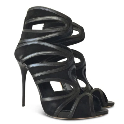 NUEVAS SANDALIAS ALEXANDER MCQUEEN de gamuza recortadas - negras - talla 40 Foto 1 de 4