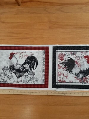 Panel de mantel individual Proud Roosters Wilson's Farm tela de edredón de algodón (bloques 2) Foto 1 de 3