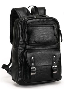 US Neu Mode Herren Leder Schulrucksack Wasserdicht Laptop Reisetasche - Bild 1 von 9