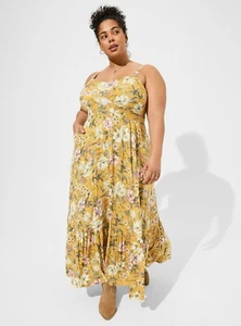 Torrid Maxi Dress Tiered Floral Yellow NWT New 2X - Picture 1 of 9