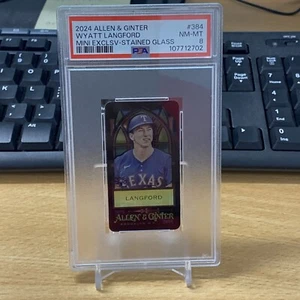 2024 Topps Allen&Ginter Wyatt Langford Mini esclusiva vetro colorato PSA 9 - Foto 1 di 5
