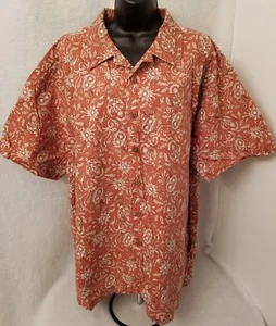 Route 66 Mens Shirt Size XL X Large Orange Tan White Floral - Picture 1 of 4