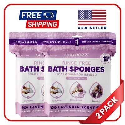 Scrubzz Disposable Rinse Free Bathing Sponges - Lavender, 50 Count - Image 1 of 4