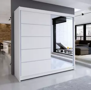 ELUKS - Delin Modern Bedroom Sliding Door Wardrobe with Mirror - Picture 1 of 22
