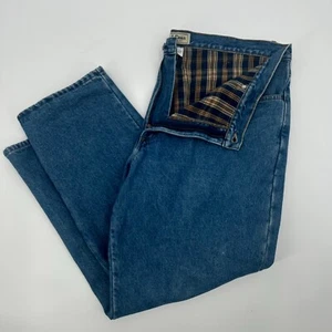 L.L.Bean Jeans Men's 42x30 Blue Flannel Lined Natural Fit High Rise Straight Leg - Picture 1 of 12