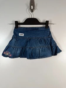 Nick Jr Kids Girls Embroidered Pleated Denim Mini Skirt Jeans Blue Sz 4T 10x10 - Picture 1 of 8