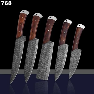 JUEGO DE CUCHILLOS DE CHEF PERSONALIZADOS FORJADOS A MANO Juego de cuchillos de chef, Juego de cuchillos de cocina Regalos - Imagen 1 de 5