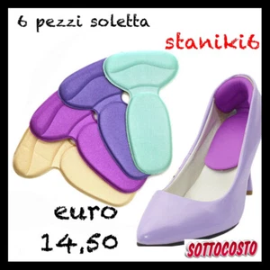 6 PEZZI SOLETTA SOTTOPIEDE PROTEZIONE TALLONE CUSCINETTI MORBIDO TESSUTO COL,ASS - Foto 1 di 5