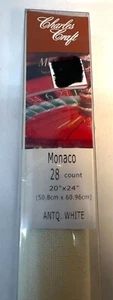 Charles Craft Monaco 28 Count Aida Cross Stitch Fabric 20" X 24" Antq. White - Picture 1 of 3