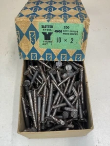 Box Steel Countersunk Screws 2" x 10 Nettlefolds GKN Slotted Full Box of 200 - Picture 1 of 24