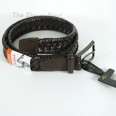 DOCKERS мужчин маленький 30-32 коричневый плетеный искусственной кожи ремень расширяется до 2» эластичной - Изображение 1 из 4