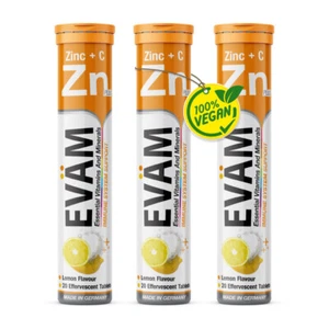 EVÄM Zink plus Vitamin C Brausetabletten Zitrone 3 x 20 Stück Hergestellt in DE - Bild 1 von 9