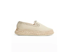 Neu im Karton Christian Louboutin Espadrilles Spiked rote Sohle Slipper beige 38 - Bild 1 von 10
