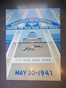 1947 INDIANAPOLIS 500 RACE PROMO POSTER INDY CAR Mauri Rose vittoria MOTOR SPEEDWAY - Foto 1 di 2