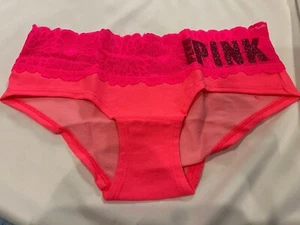 NWT VICTORIA'S SECRET PINK GLITTER LACE VINTAGE RARE HIPSTER PANTIES XS Vtg 2007 - Picture 1 of 5