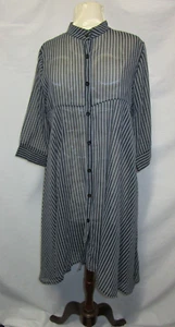 STYLEWE Sicily Black Stripe Chiffon COAT DRESS Over Shirt Size US 14 NWT - Picture 1 of 12