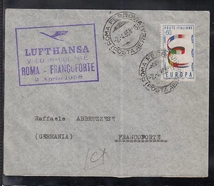 A 47) Italia hermosa cubierta de vuelo 1958 Alemania Lufthansa - Roma a Frankfurt - Imagen 1 de 1