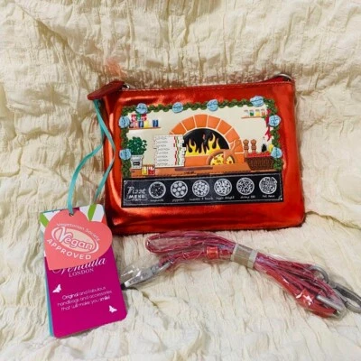 Bolso clutch de hombro VENDULA LONDON 2 vías rojo pizza tienda perro sin usar de JP Foto 1 de 4