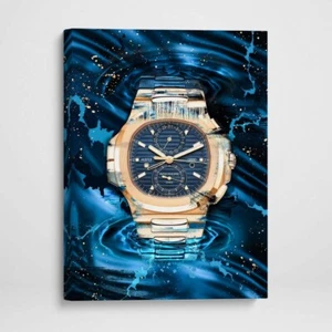 Patek Philippe Nautilus inspiriert Leinwand Wandbild Kunstdruck - Uhr Kunst Poster Druck - Bild 1 von 12