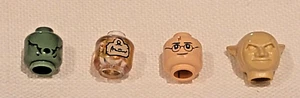 Lego minifigure heads (4) Harry Potter, dementor, goblin, clear jar with script - Picture 1 of 2