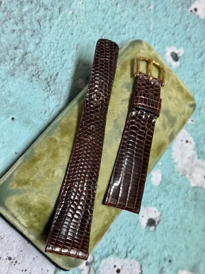 Single keeper  1950s dark brown Genuine Teju Lizard 20mm watch strap vintage - Image 1 of 4