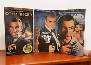 James Bond 007 Sean Connery Lot 3 VHS Goldfinger Dr No Never Say Never Again New - Picture 1 of 10