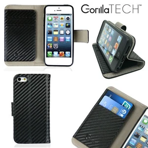 Carbon Fiber PU Leather Wallet Book Stand Case Cover For iPhone and Galaxy Phone - Picture 1 of 23