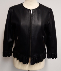 Zara Basic Outerwear Black Faux Lined Leather Jacket Size Eur M