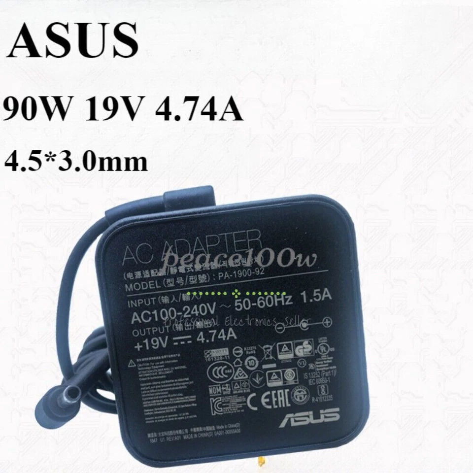 Genuine ASUS 90W Charger for Zenbook Pro 17 A19-090P2A 4.5*3.0mm Adapter
