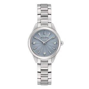 Bulova Sutton Lady Petite 96P255 Quarz hellblaues Zifferblatt Damenuhr - Bild 1 von 3