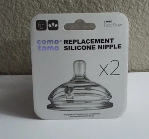 Como Tomo Replacement Silicone Nipple 2-Pack 3 Hole Fast Flow - Picture 1 of 1