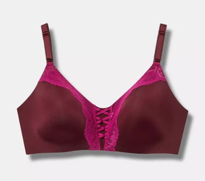 Новый с Ярлыками Torrid Dream провод бесплатный бюстгальтер (44C) темно-бордовый и фуксия - кружева деталь - Изображение 1 из 4