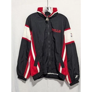 Y2K Starter Chicago Bulls Front Zip Windbreaker Jacket Men's Size Medium - Picture 1 of 10