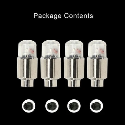 4PCS Neon LED Wheel Tyre Tire Air Valve Stem Cap Light Lamp For Car Bike Bicycle - Image 1 of 4