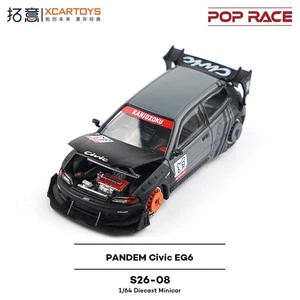 Xcartoys x POP RACE 1:64 PANDEM EG6 -KANJOZUKU Black Diecast Model Car - Picture 1 of 6