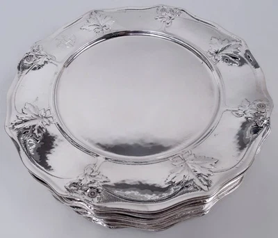 Platos de cena Gorham Martelé Martele R/YK RYK American 958 plata 1916 Foto 1 de 4